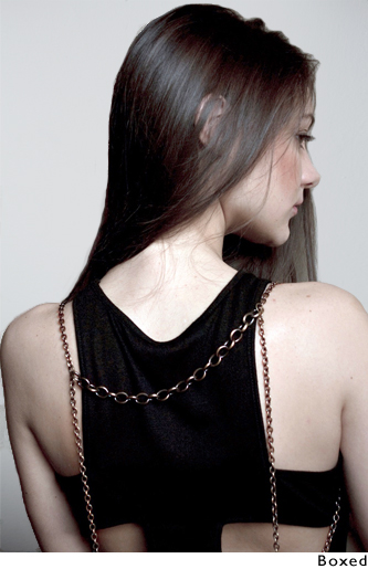 boxed brass body chain